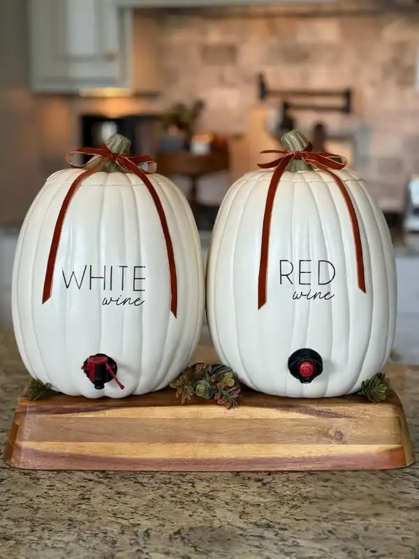 Faux Pumpkin Wine Dispensers for a Fall Party