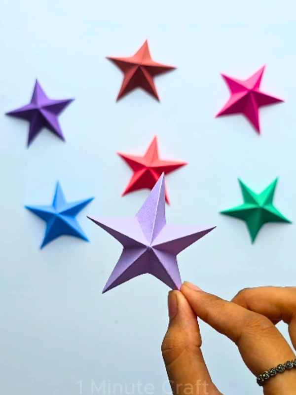 Folded 3D Stars for a Rainbow Wall Display