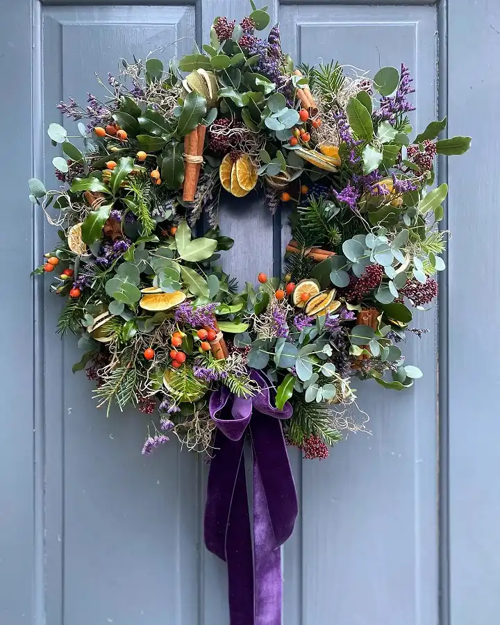 Floral front door wreath