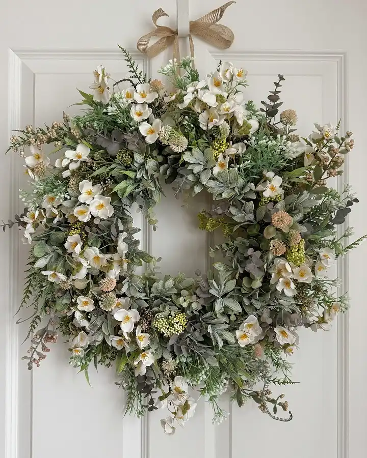 Green and white wreath