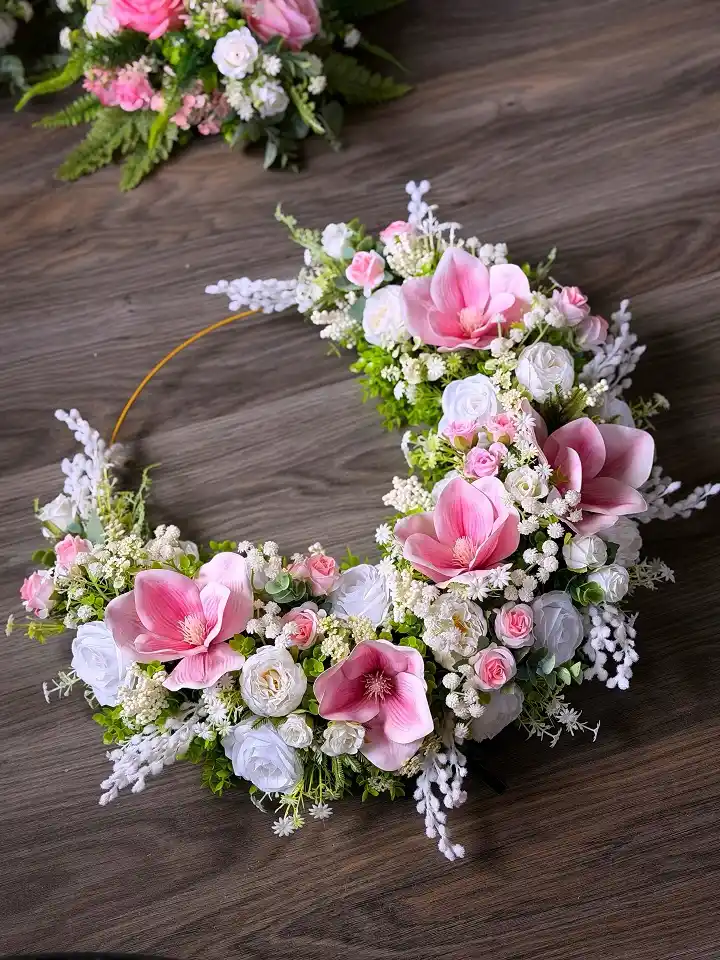Spring faux flower wreath