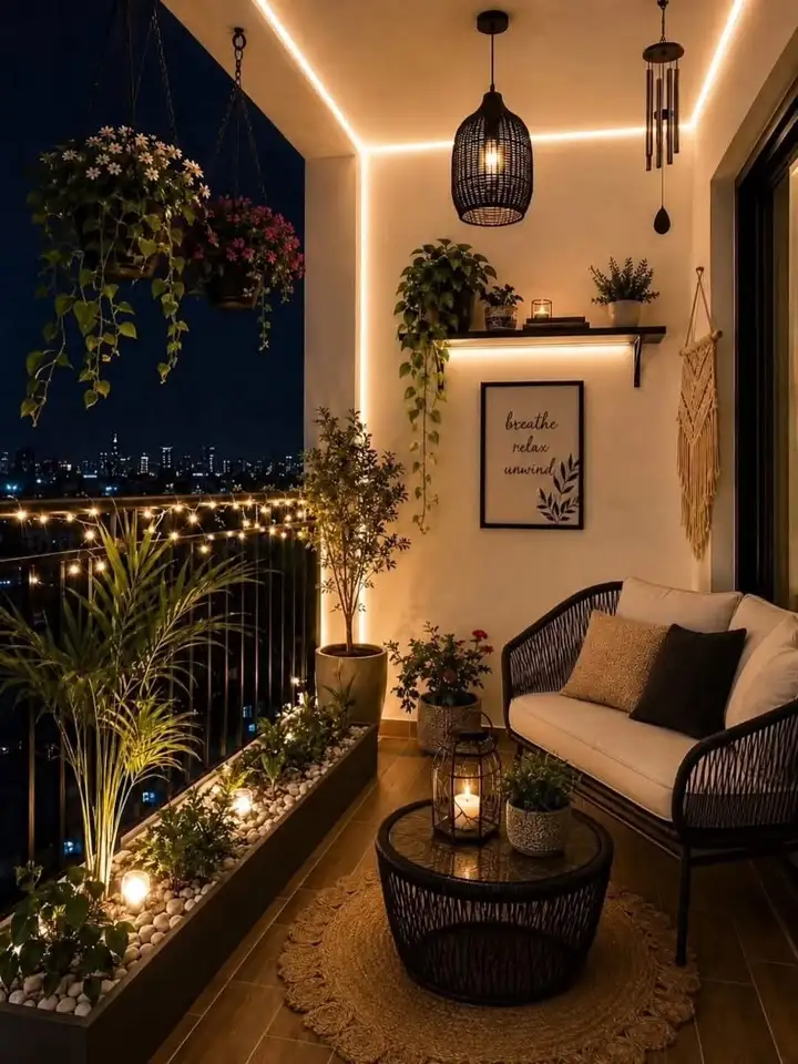 19 Masculine Small Balcony Aesthetic Ideas 2 Build a Real Sitting Area With Wood-Frame Seating and One Low Table