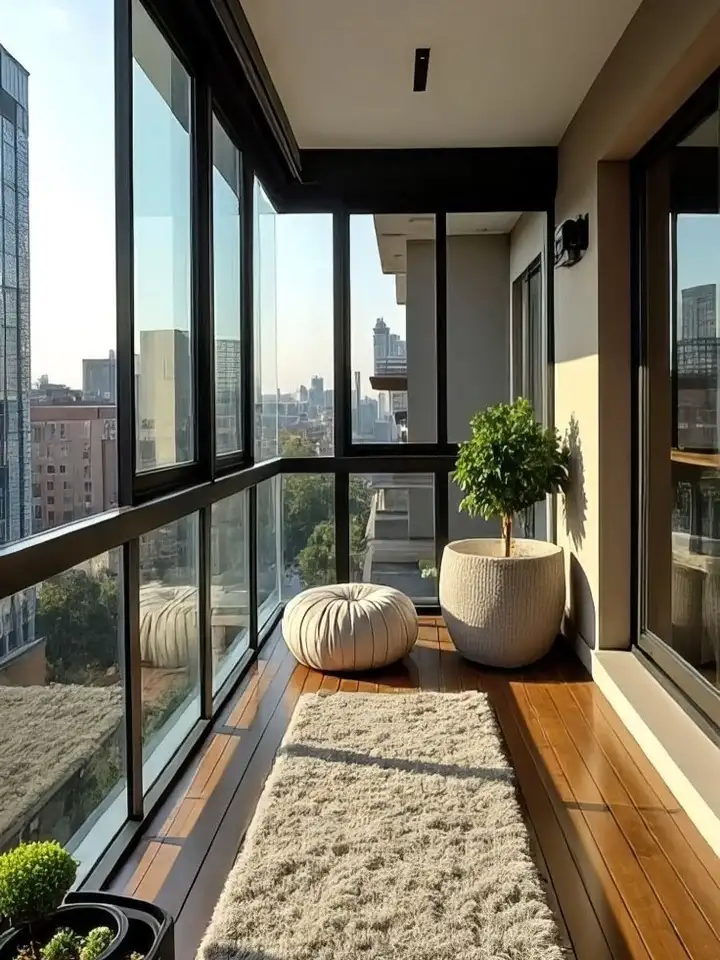 19 Masculine Small Balcony Aesthetic Ideas 6 Narrow and Long? Anchor the Masculine Small Balcony Aesthetic With One Runner