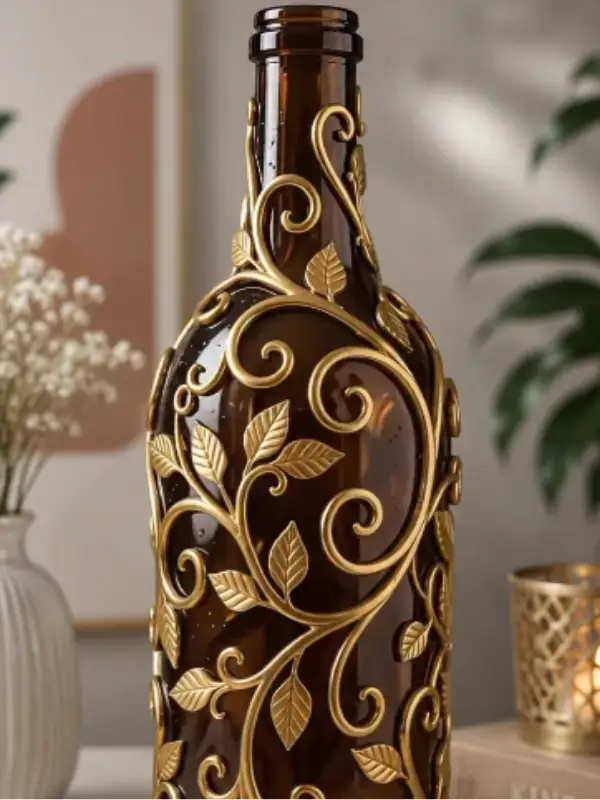 Gold Scrollwork Bottle for a Formal Shelf