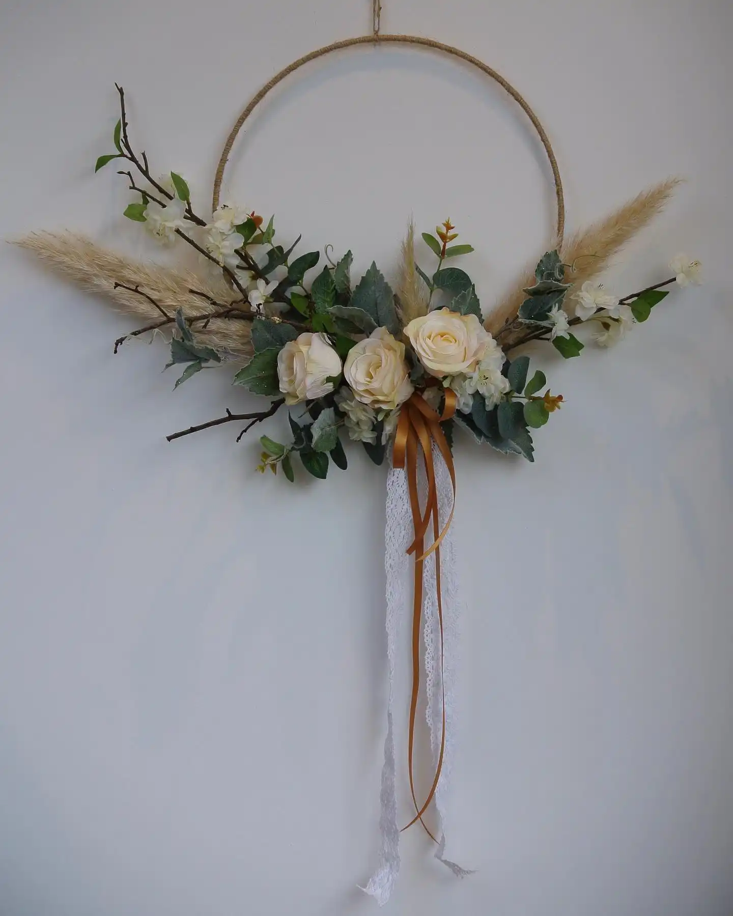 boho pampas wreath