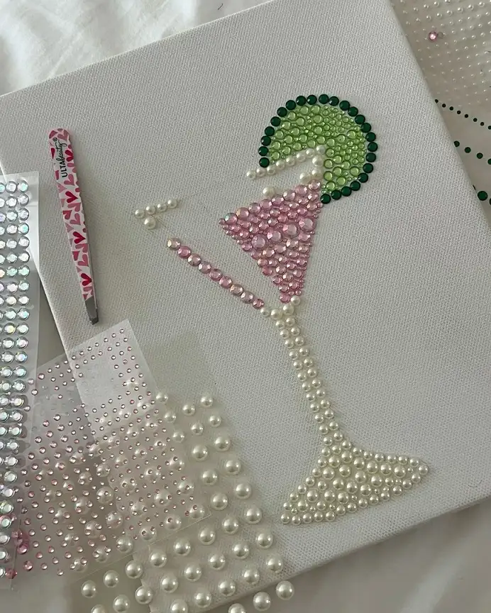 Rhinestone Gem Art on Canvas