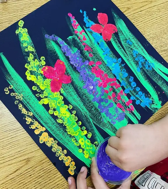 Dot Painted Flower Garden