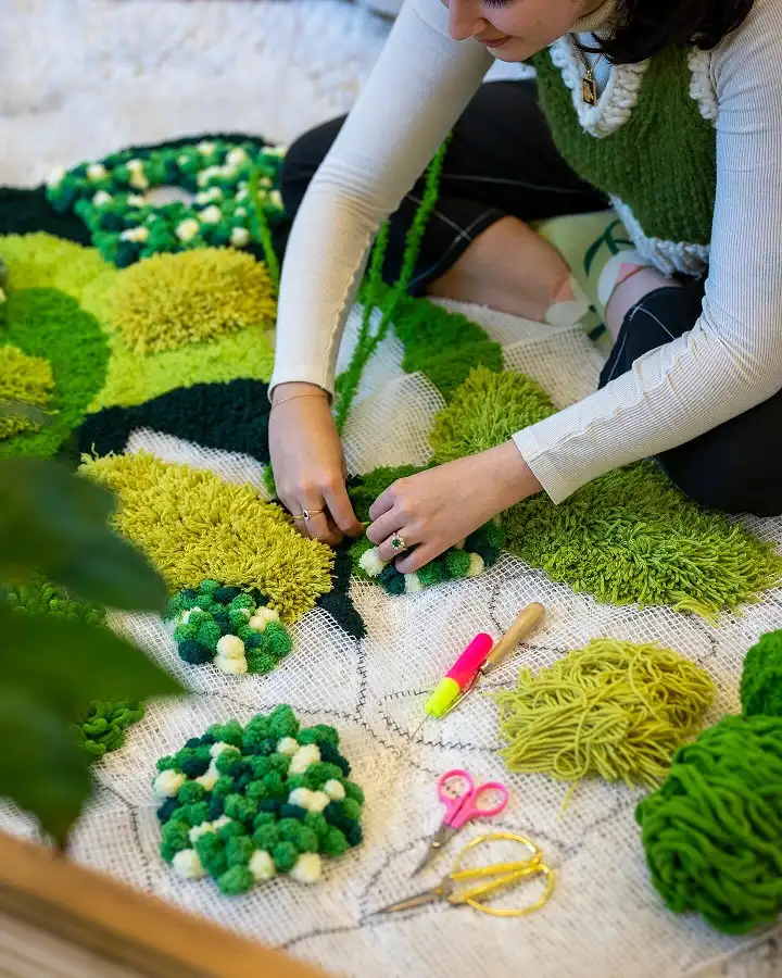 Latch Hook Moss Rug