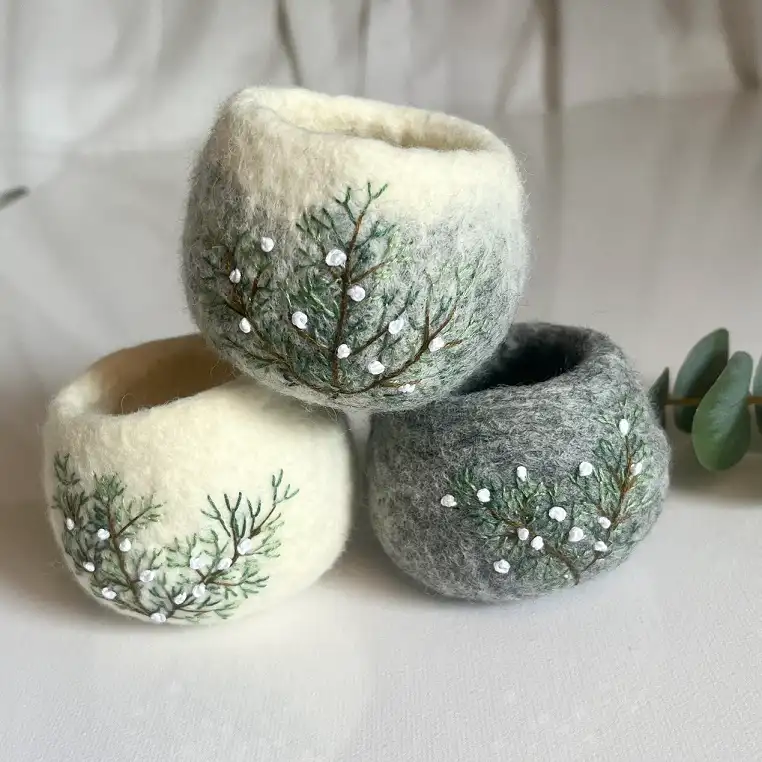 Wet Felted Wool Bowls
