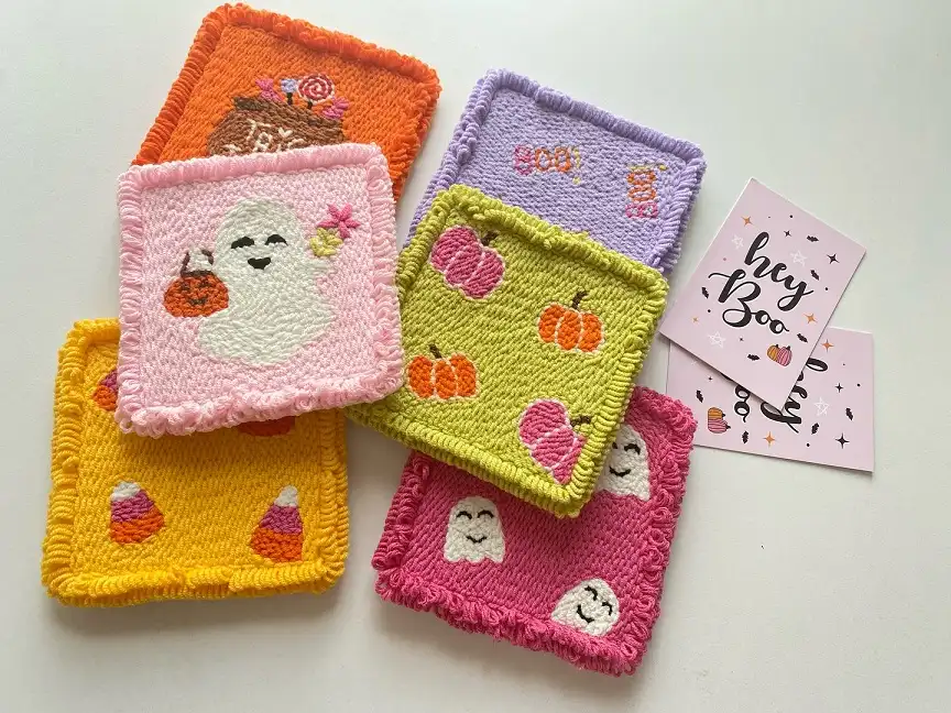 Punch Needle Halloween Coasters