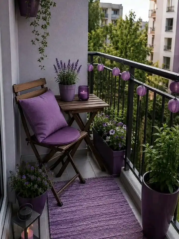17 Small Balcony Ideas For Apartment Renters 6 One Color Purple Retreat