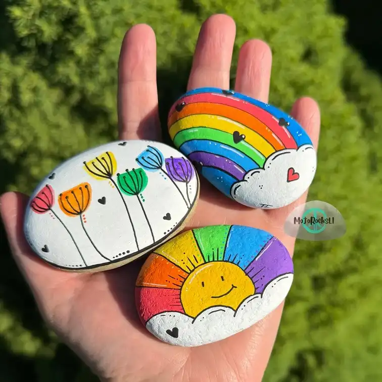 Painted Rainbow Rocks